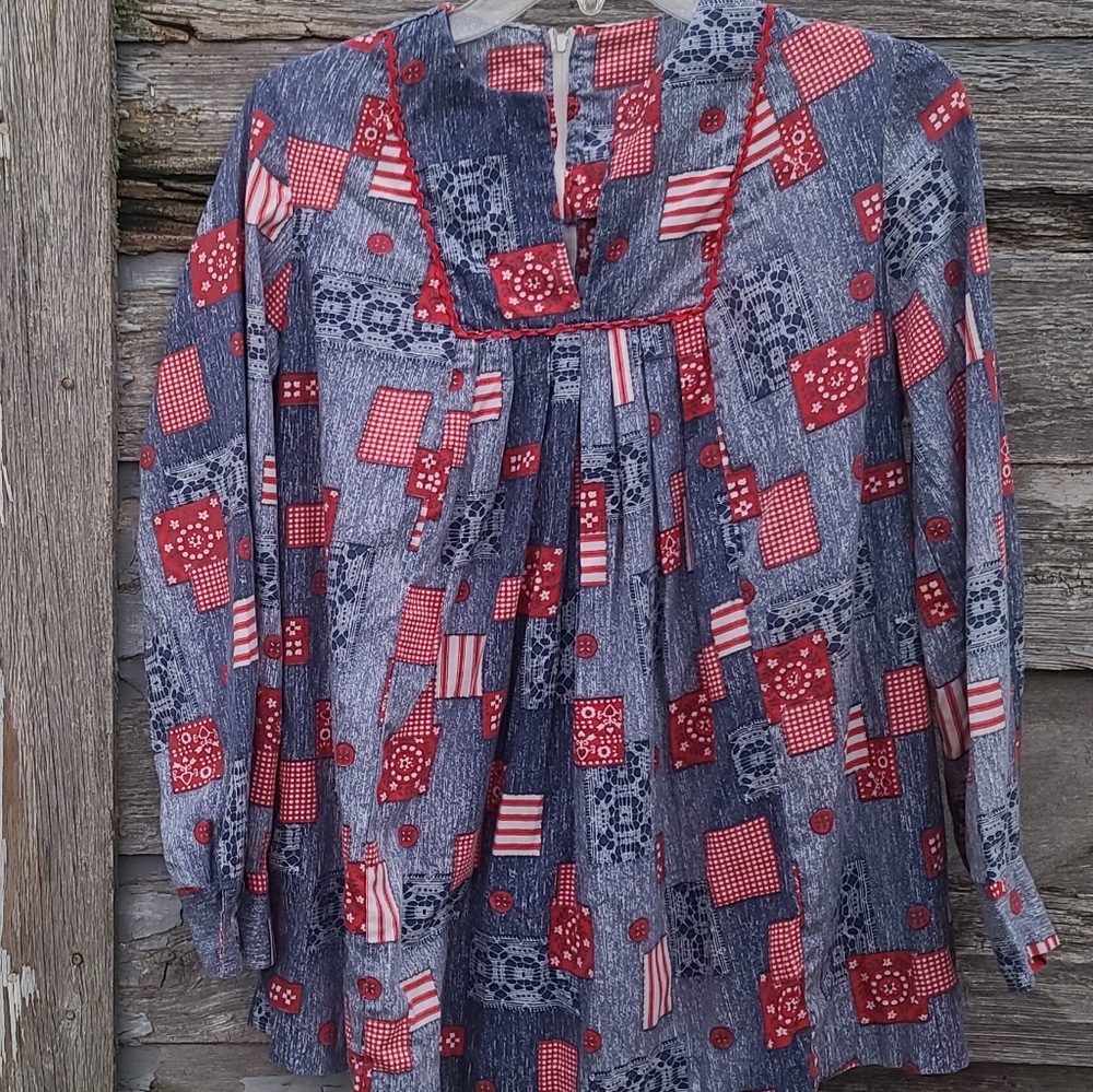 70s Vintage Boho Patchwork Pheasant Top